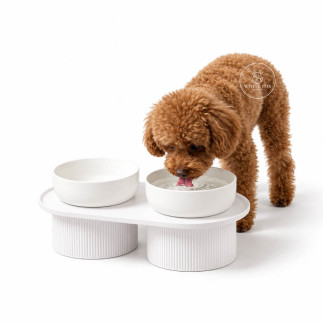 Comedero Doble Elevado Boden para Perros y Gatos | White Fox