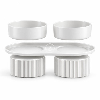 Comedero Doble Elevado Boden para Perros y Gatos | White Fox