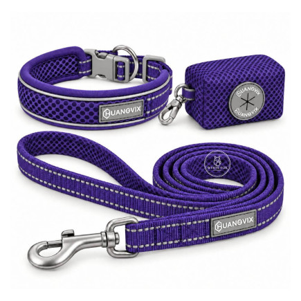Set Yori Collar, Correa y Porta Bolsitas | White Fox