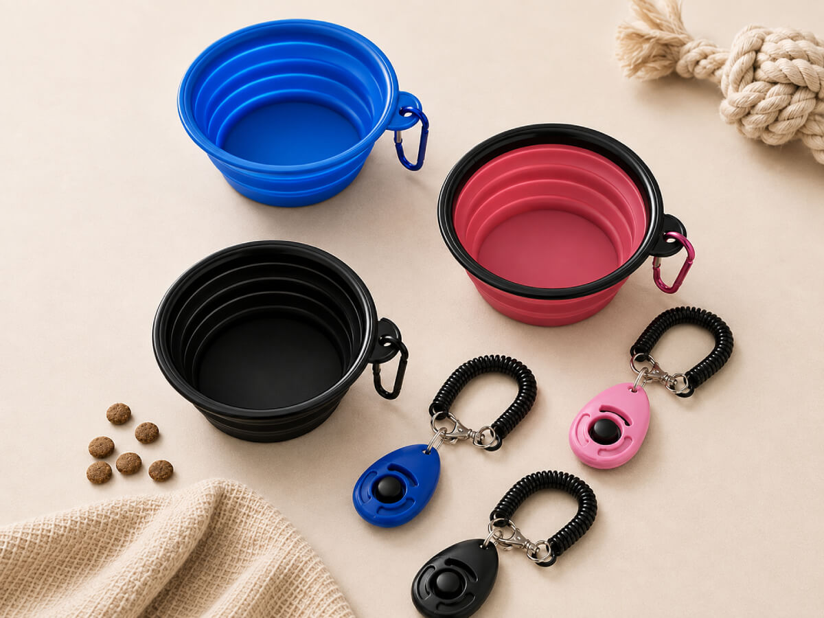 Set Kumo: Bowl Plegable + Clicker de Entrenamiento